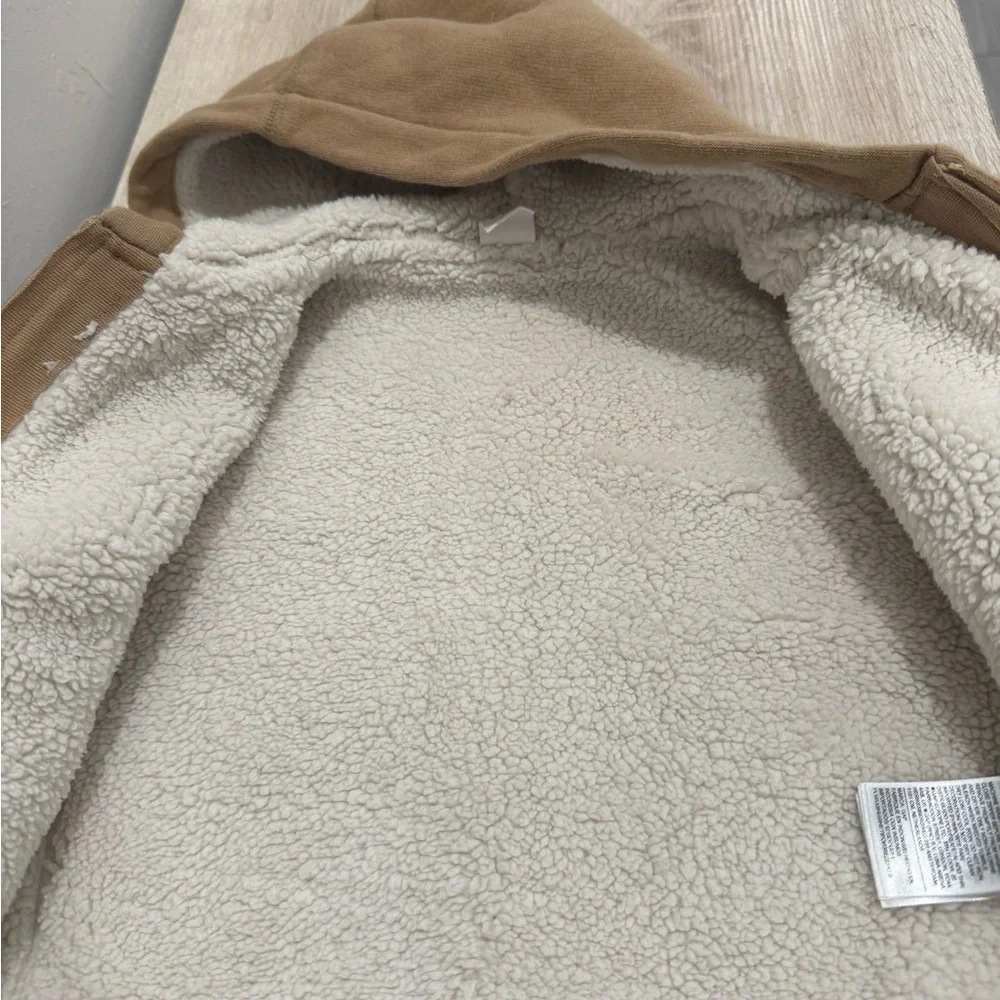 GAP Toddler Tan Logo Sherpa Hoodie Sweatshirt and Sweatpants 18-24 Months
